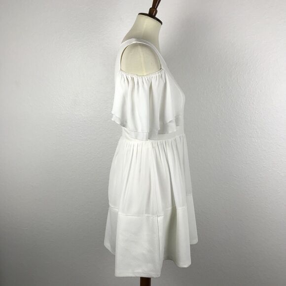 Zara Cold Shoulder Tiered Pleated Fit Flare Dress - Picture 7 of 12